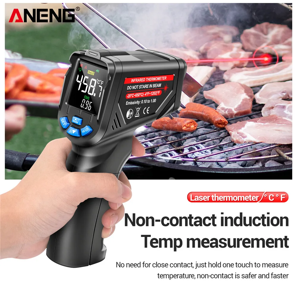 Industrial Laser Thermometer Gun - Infraroodthermometer Digitaal Contactloos -20~650 ℃ ANENG