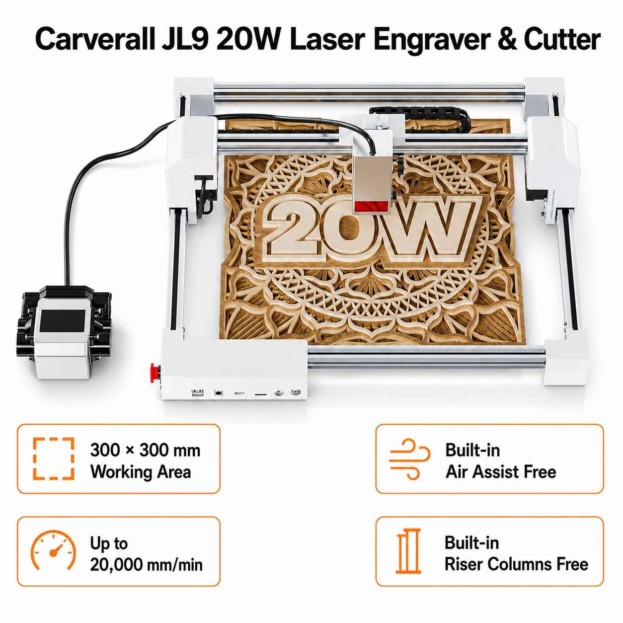 Industrial Handheld Laser Engraver - Carverall JL9 20W Lasergraveer- en snijmachine,