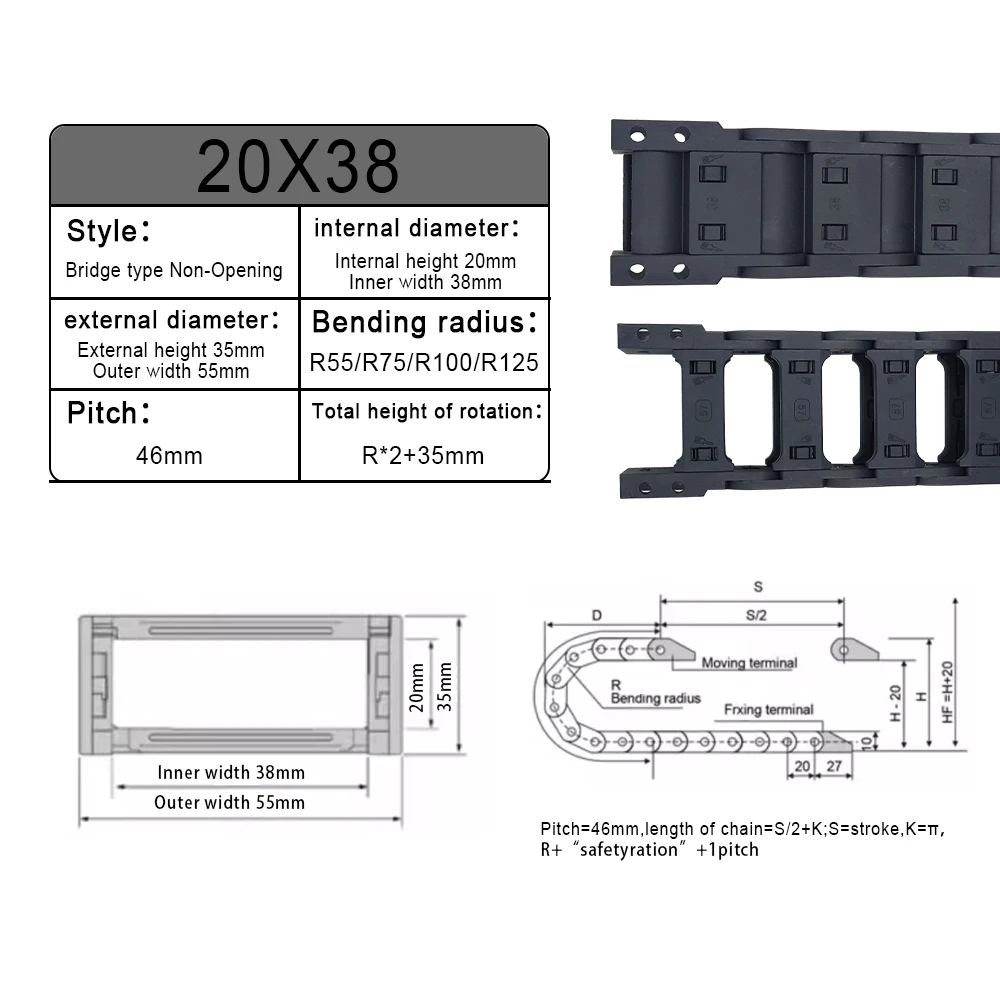 MHCNC R55-R125 Ingesloten kabe - Drag Chain Cnc recensie en prijs
