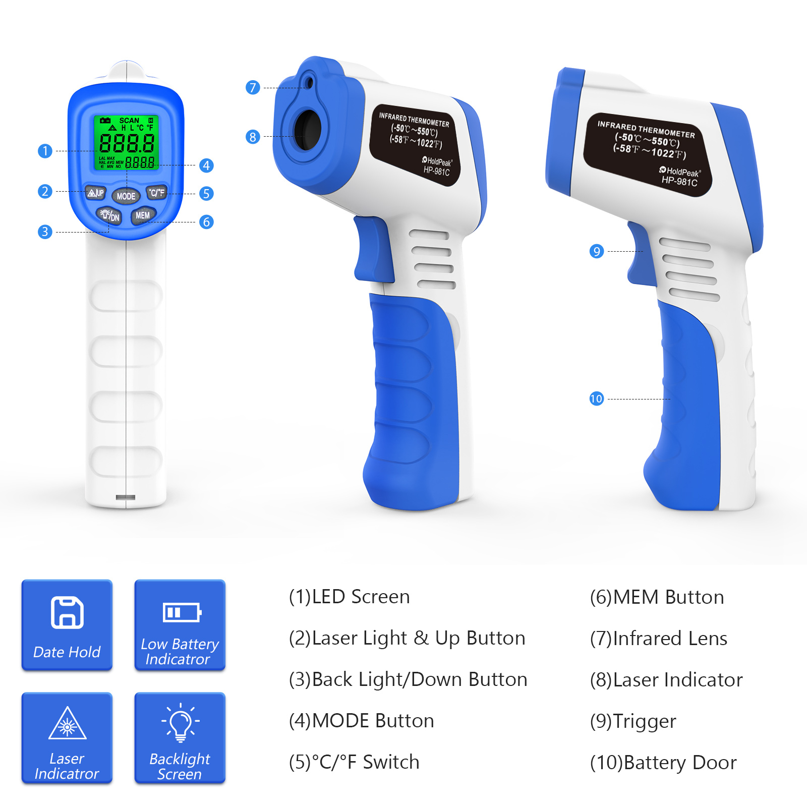 Infraroodthermometer -50 ℃ ~55 - Industrial Laser Thermometer Gun recensie en prijs