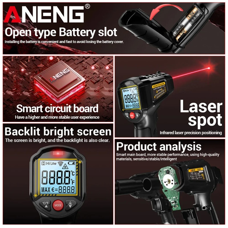 ANENG TH202 Industriële handth - Industrial Laser Thermometer Gun recensie en prijs