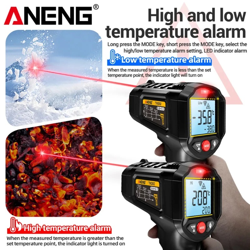 ANENG TH202 Industriële handth - Industrial Laser Thermometer Gun recensie en prijs
